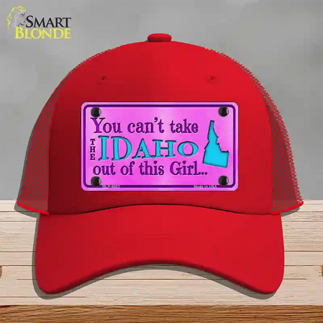 Idaho Girl Novelty License Plate Hat Mesh / Red