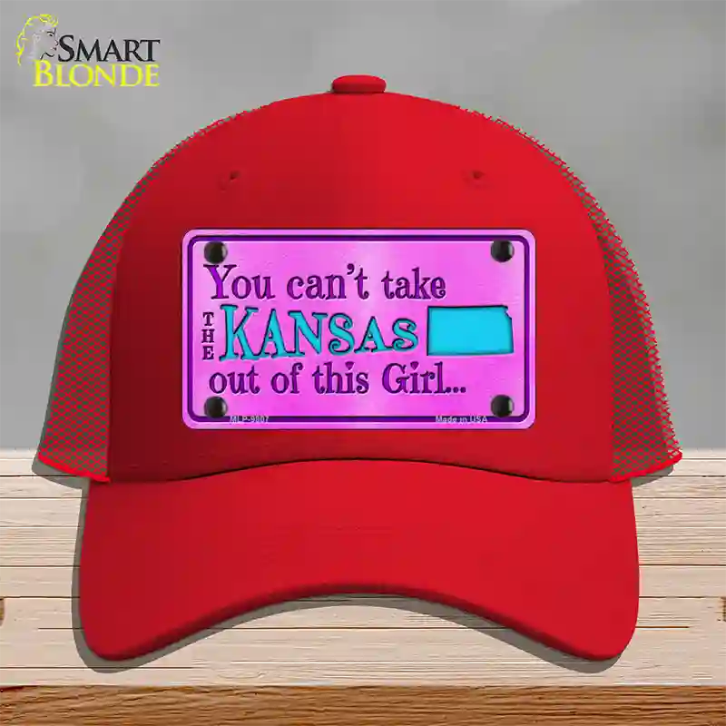 Kansas Girl Novelty License Plate Hat Mesh / Red