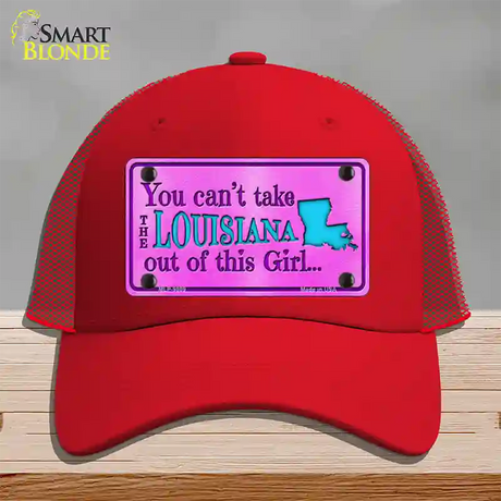 Louisiana Girl Novelty License Plate Hat Mesh / Red