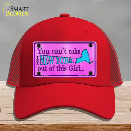 New York Girl Novelty License Plate Hat Mesh / Red