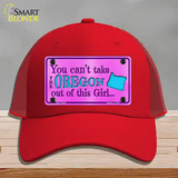 Oregon Girl Novelty License Plate Hat Mesh / Red