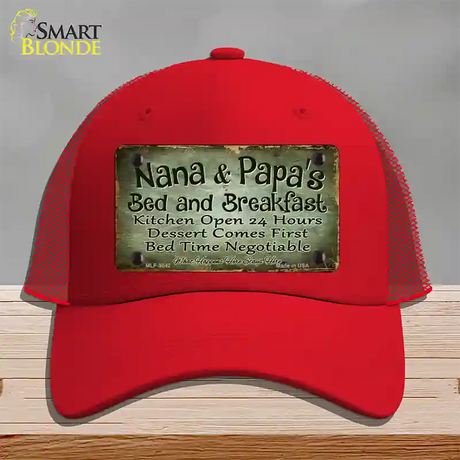 Nana And Papas Bed And Breakfast Novelty License Plate Hat Mesh / Red