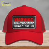 Might Do Stupid Things Novelty License Plate Hat Mesh / Red