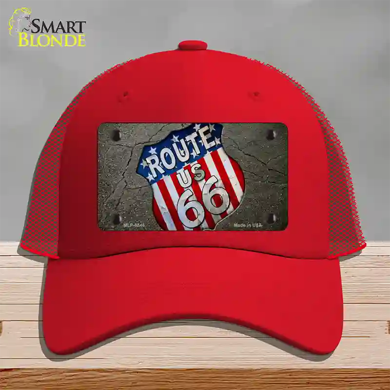 Asphalt Highway Novelty License Plate Hat Mesh / Red