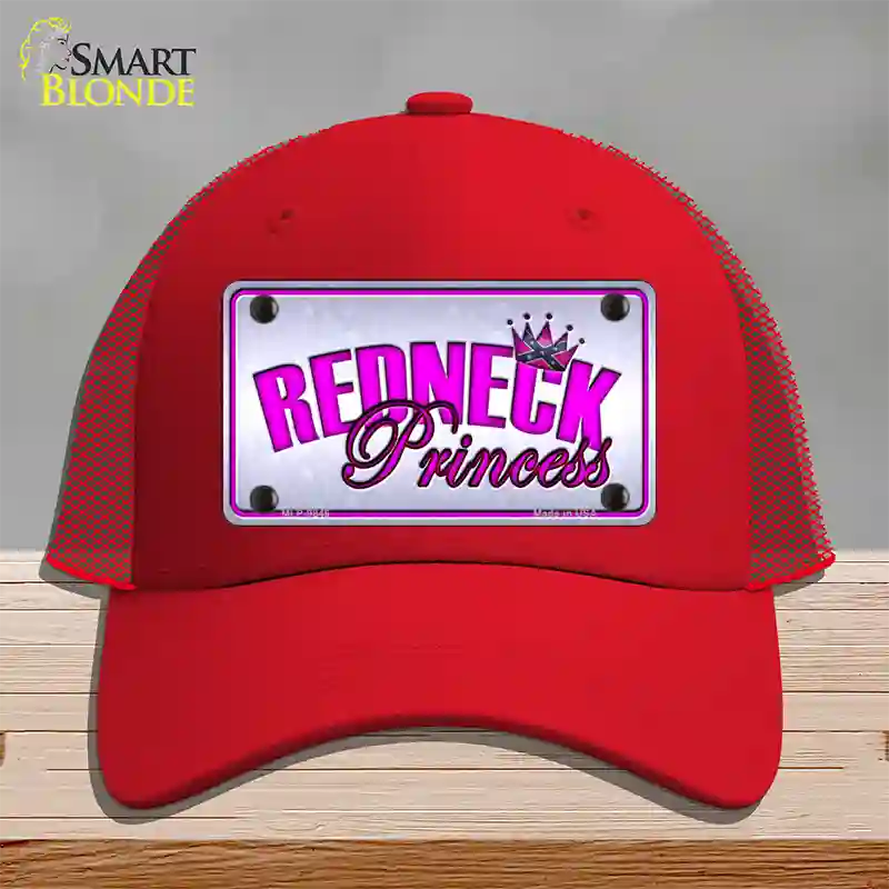 Princess Redneck Novelty License Plate Hat Mesh / Red