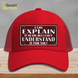 I Can Explain Novelty License Plate Hat Mesh / Red