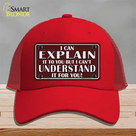 I Can Explain Novelty License Plate Hat Mesh / Red