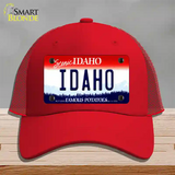 Scenic Idaho Novelty License Plate Hat Mesh / Red