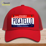 Pocatello Idaho Novelty License Plate Hat Mesh / Red