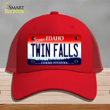 Twin Falls Idaho Novelty License Plate Hat Mesh / Red