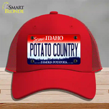 Potato Country Idaho Novelty License Plate Hat Mesh / Red