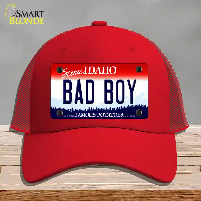 Bad Boy Idaho Novelty License Plate Hat Mesh / Red