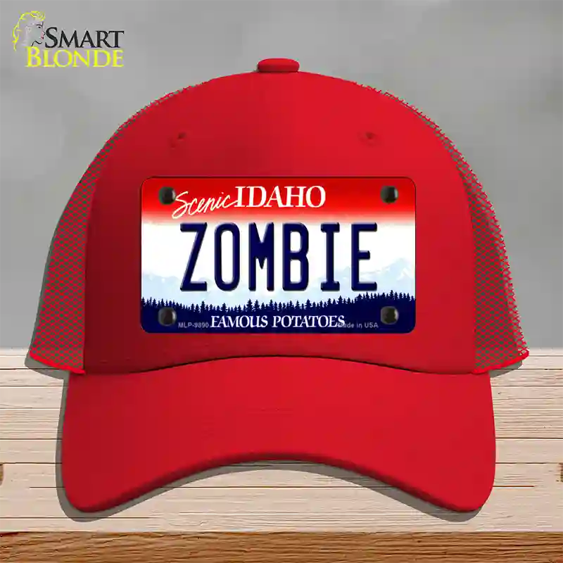 Zombie Idaho Novelty License Plate Hat Mesh / Red