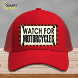 Watch For Motorcycle Novelty License Plate Hat Mesh / Red