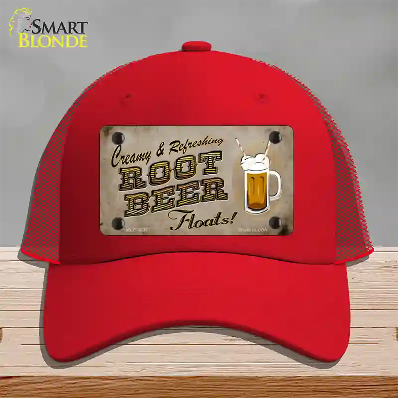 Root Beer Floats Novelty License Plate Hat Mesh / Red