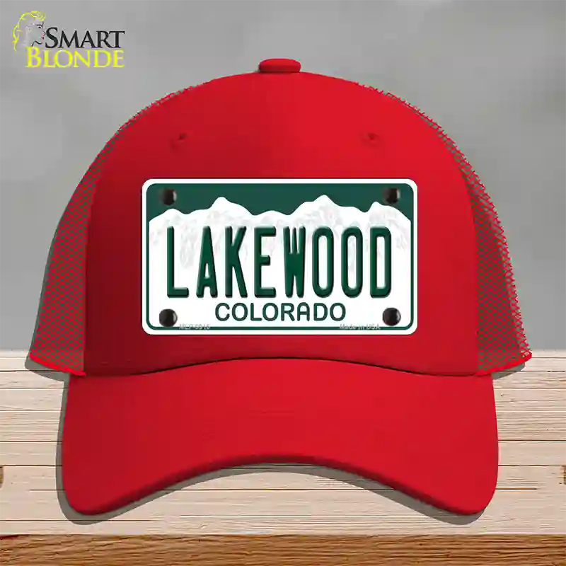 Lakewood Colorado Novelty License Plate Hat Mesh / Red