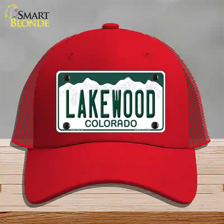 Lakewood Colorado Novelty License Plate Hat Mesh / Red