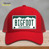 Bigfoot Colorado Novelty License Plate Hat Mesh / Red