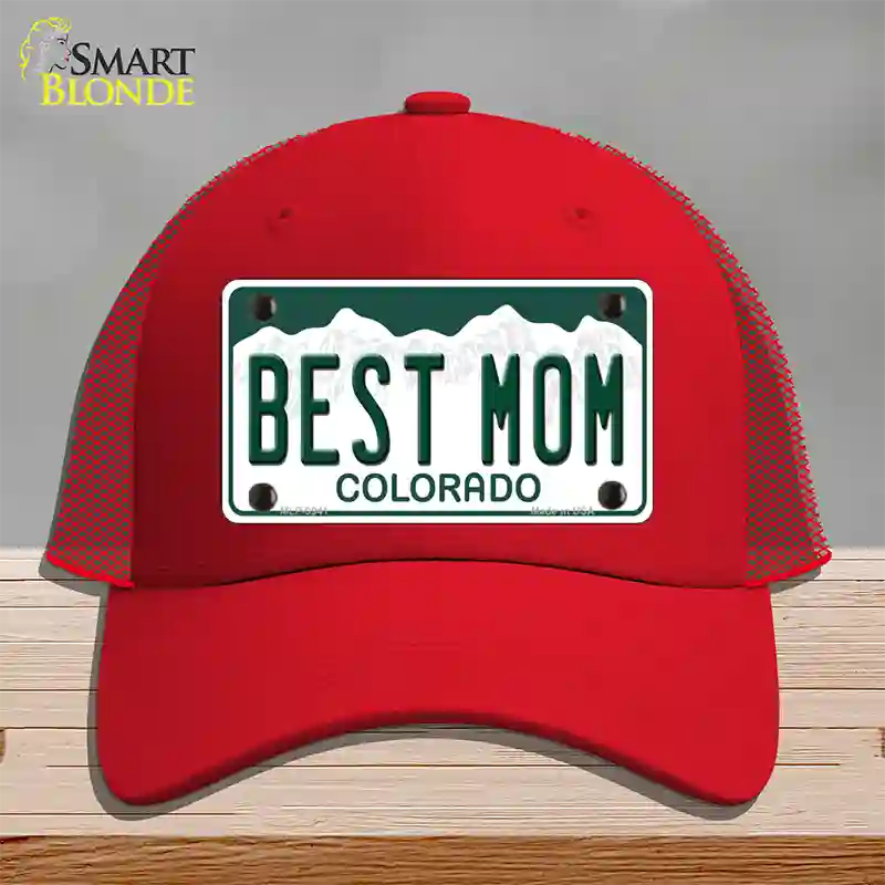 Best Mom Colorado Novelty License Plate Hat Mesh / Red