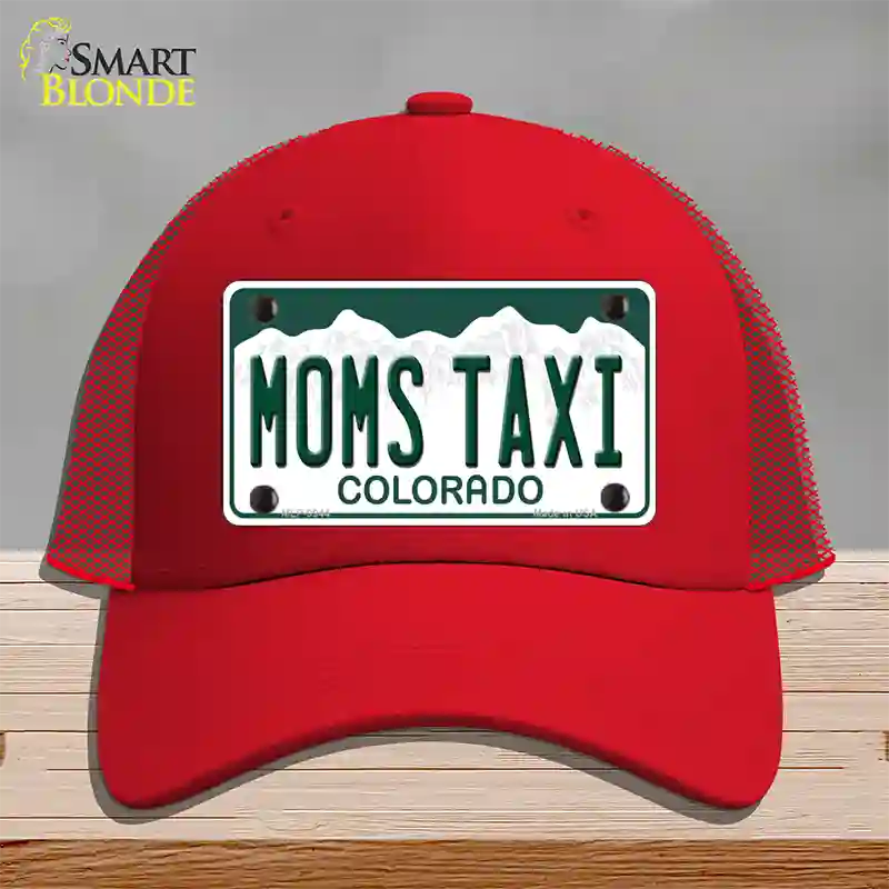 Moms Taxi Colorado Novelty License Plate Hat Mesh / Red