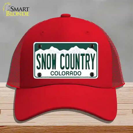 Snow Country Colorado Novelty License Plate Hat Mesh / Red