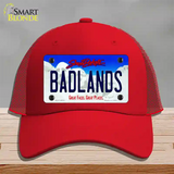 Badlands South Dakota Novelty License Plate Hat Mesh / Red