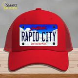 Rapid City South Dakota Novelty License Plate Hat Mesh / Red