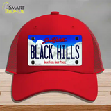 Black Hills South Dakota Novelty License Plate Hat Mesh / Red