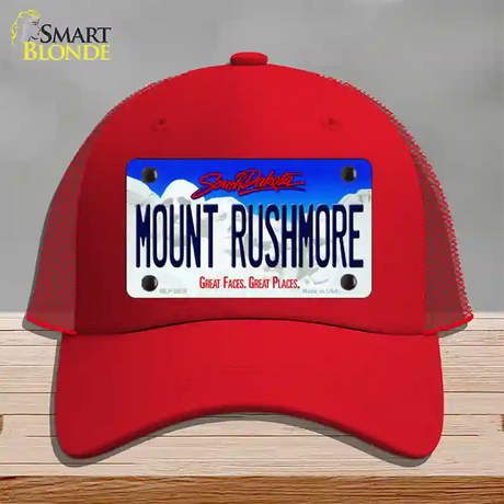 Mount Rushmore South Dakota Novelty License Plate Hat Mesh / Red