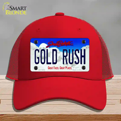 Gold Rush South Dakota Novelty License Plate Hat Mesh / Red