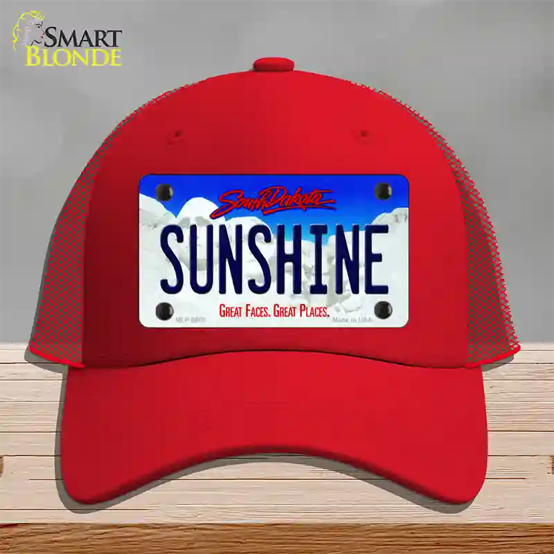 Sunshine South Dakota Novelty License Plate Hat Mesh / Red