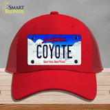 Coyote South Dakota Novelty License Plate Hat Mesh / Red