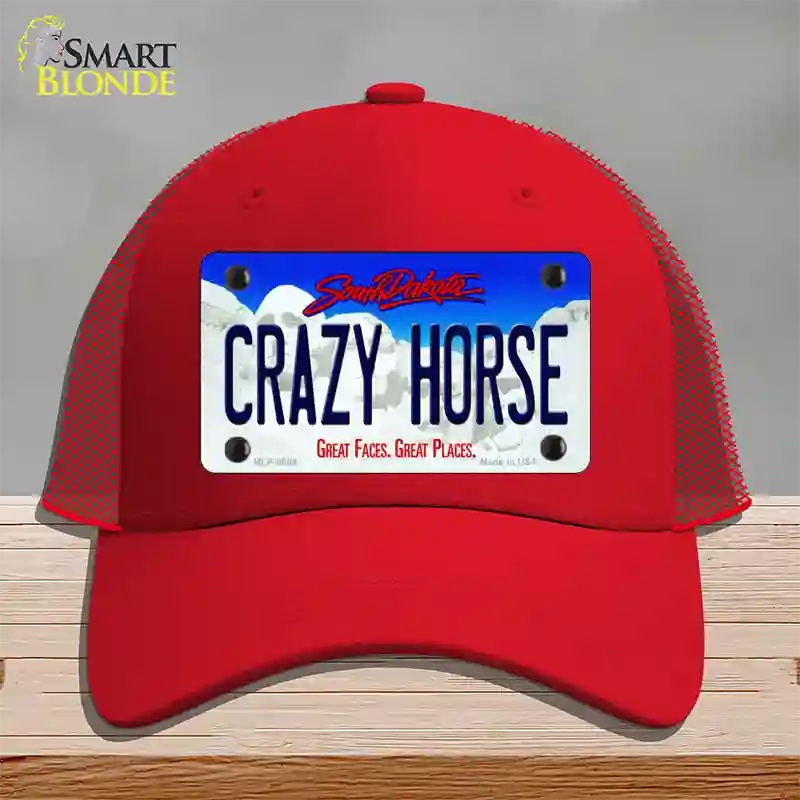 Crazy Horse South Dakota Novelty License Plate Hat Mesh / Red