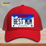 Best Mom South Dakota Novelty License Plate Hat Mesh / Red