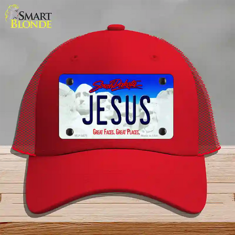 Jesus South Dakota Novelty License Plate Hat Mesh / Red