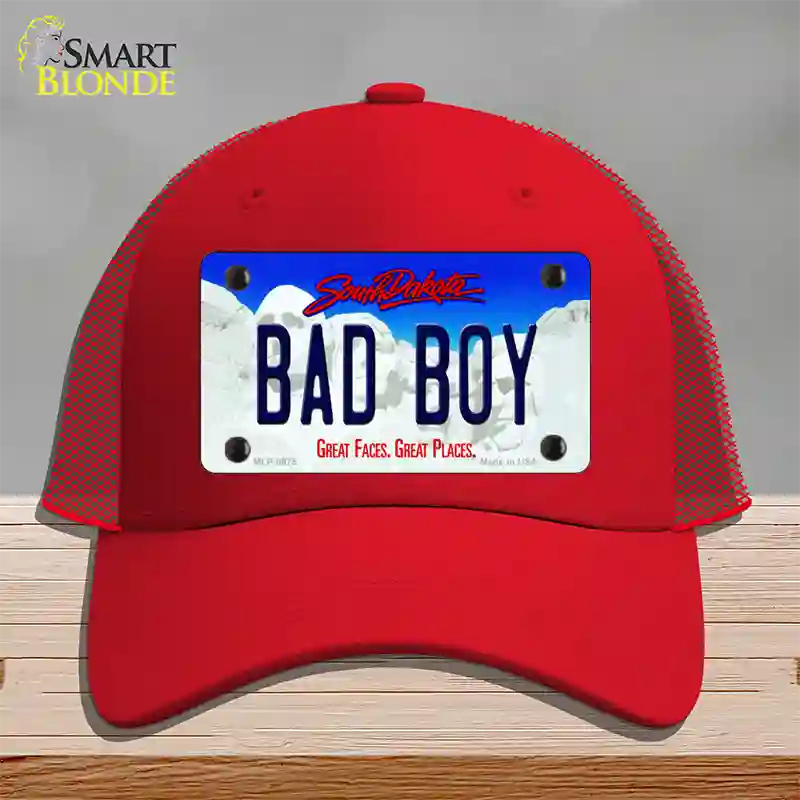 Bad Boy South Dakota Novelty License Plate Hat Mesh / Red