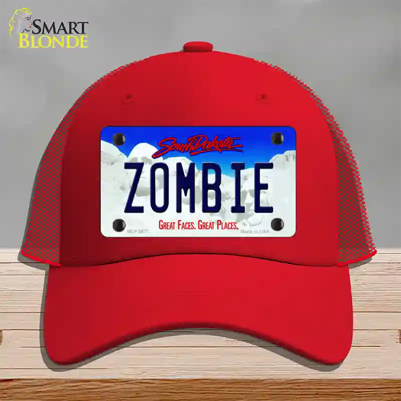 Zombie South Dakota Novelty License Plate Hat Mesh / Red