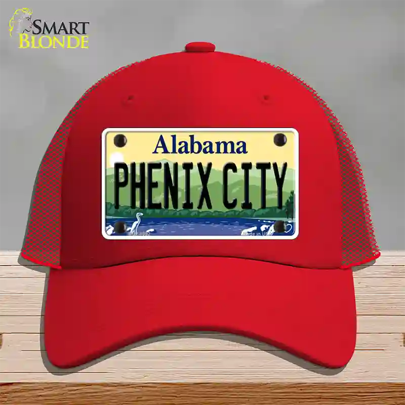 Phenix City Alabama Novelty License Plate Hat Mesh / Red