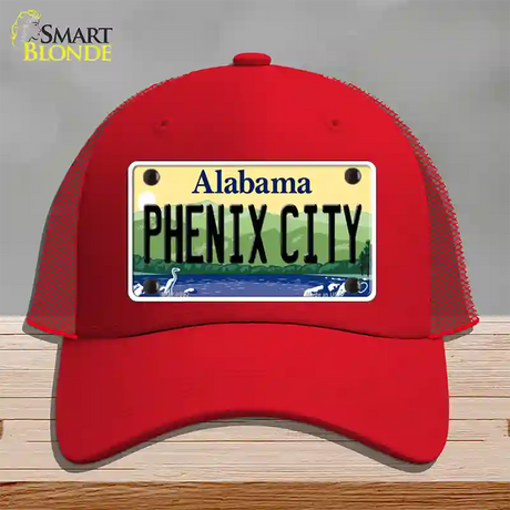 Phenix City Alabama Novelty License Plate Hat Mesh / Red