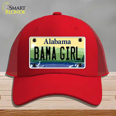 Bama Girl Alabama Novelty License Plate Hat Mesh / Red