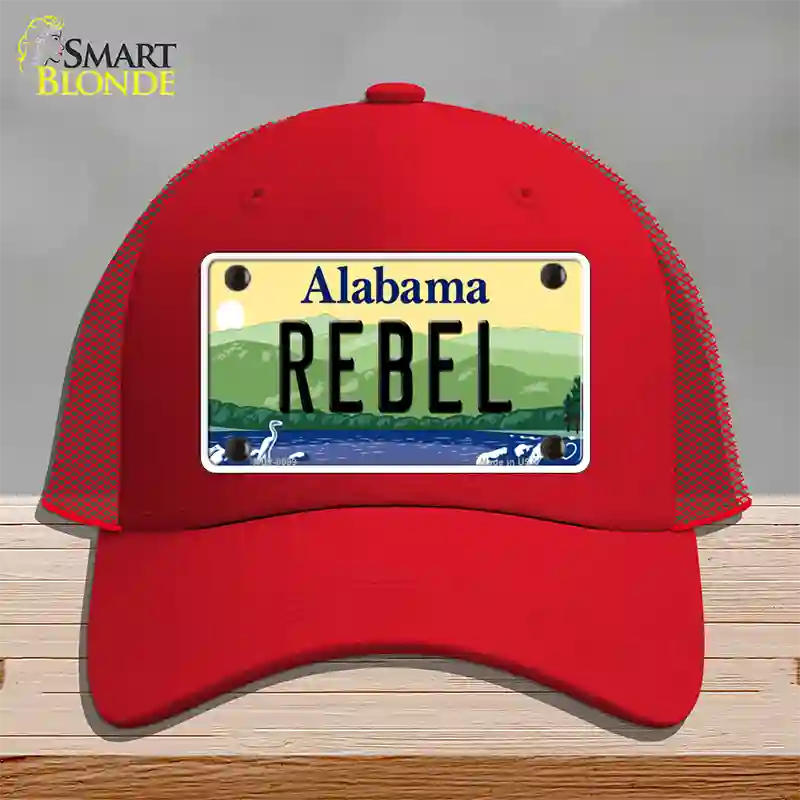 Rebel Alabama Novelty License Plate Hat Mesh / Red