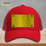 Yellow Metallic Solid Novelty License Plate Hat Mesh / Red