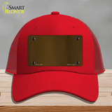 Brown Metallic Solid Novelty License Plate Hat Mesh / Red