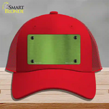 Lime Green Metallic Solid Novelty License Plate Hat Mesh / Red