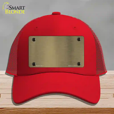 Gold Metallic Solid Novelty License Plate Hat Mesh / Red