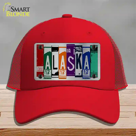 Alaska License Plate Art Novelty License Plate Hat Mesh / Red