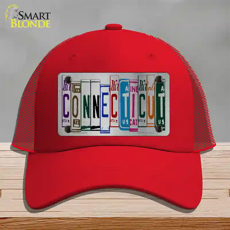 Connecticut License Plate Art Novelty License Plate Hat Mesh / Red