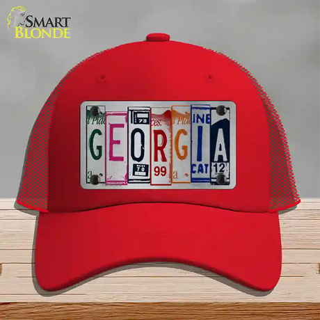 Georgia License Plate Art Novelty License Plate Hat Mesh / Red