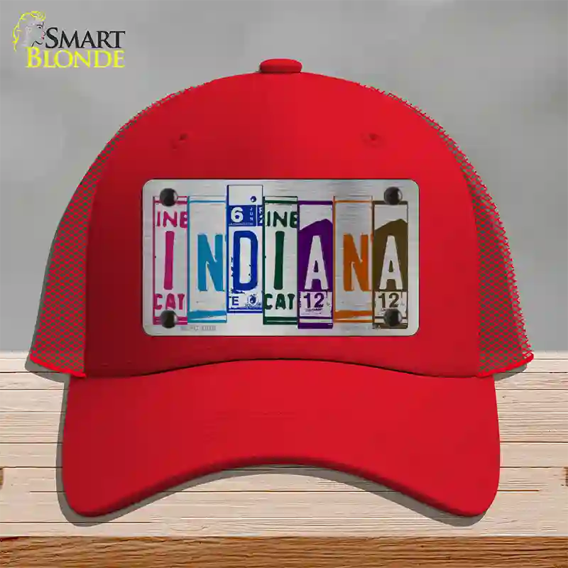 Indiana License Plate Art Novelty License Plate Hat Mesh / Red