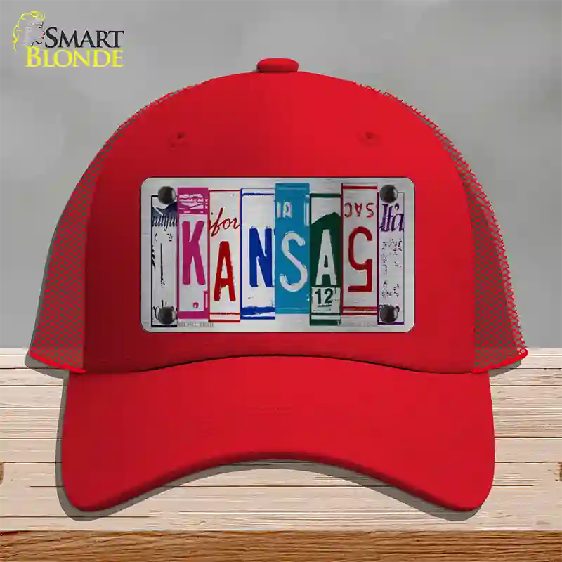 Kansas License Plate Art Novelty License Plate Hat Mesh / Red